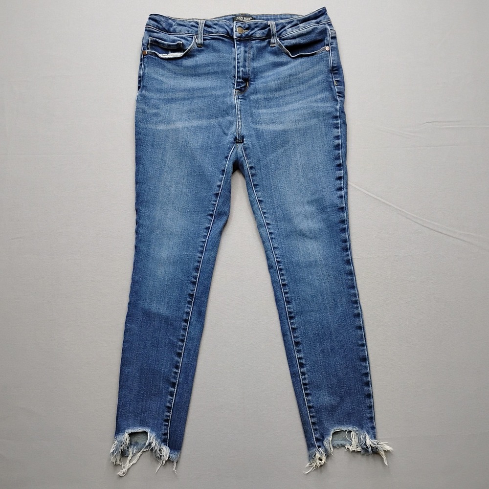 Judy Blue Womens 15 Skinny Jeans Blue Frayed Hem JB8841